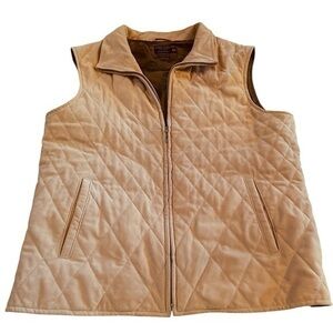 COMO SPORT Titanium 100% Leather Quilted Vest - Womens Size XL - Light Tan